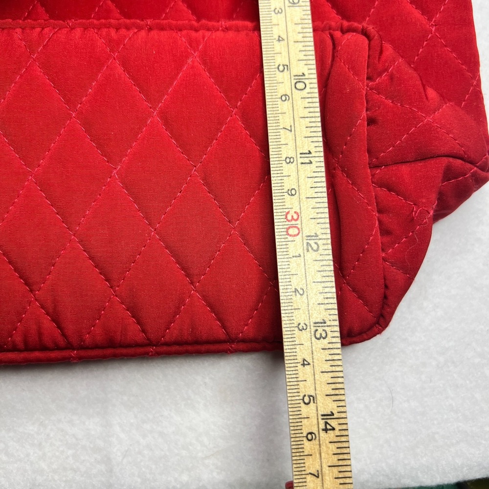 Vera Bradley Red Quilted Tote Bag Polka Dot Lining Toggle Closure w Wristlet Set - Picture 7 of 9